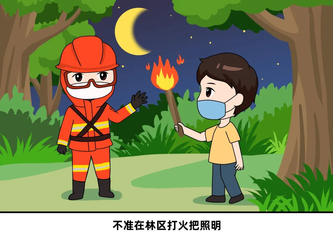 不准在林内用火照明,电筒要比火把更能派得上用场.